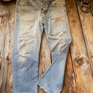 Levi's Relaxed Fit Distressed Light Blue Jeans